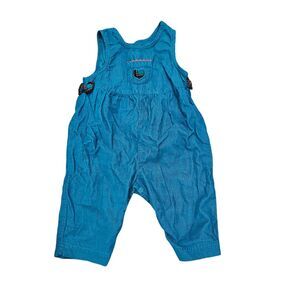 Vtg Gymboree Rainbow Tag Corduroy Jumpsuit Sz Infant Teal Plaid Bows 90s Cottage